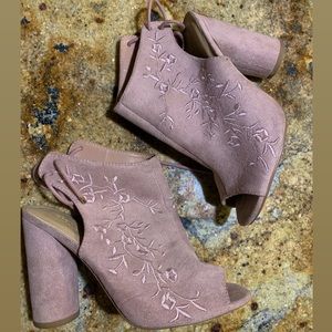 Open Toe Embroidered Booties